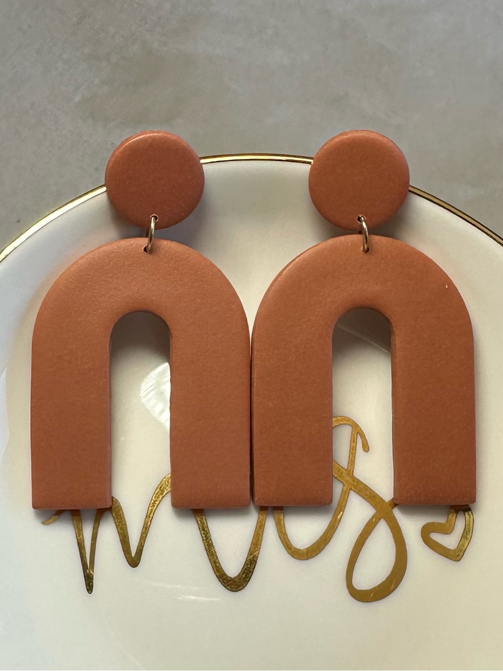 Terracotta Arch Drop Earrings. Light weight, versatile boho-chic, artsy